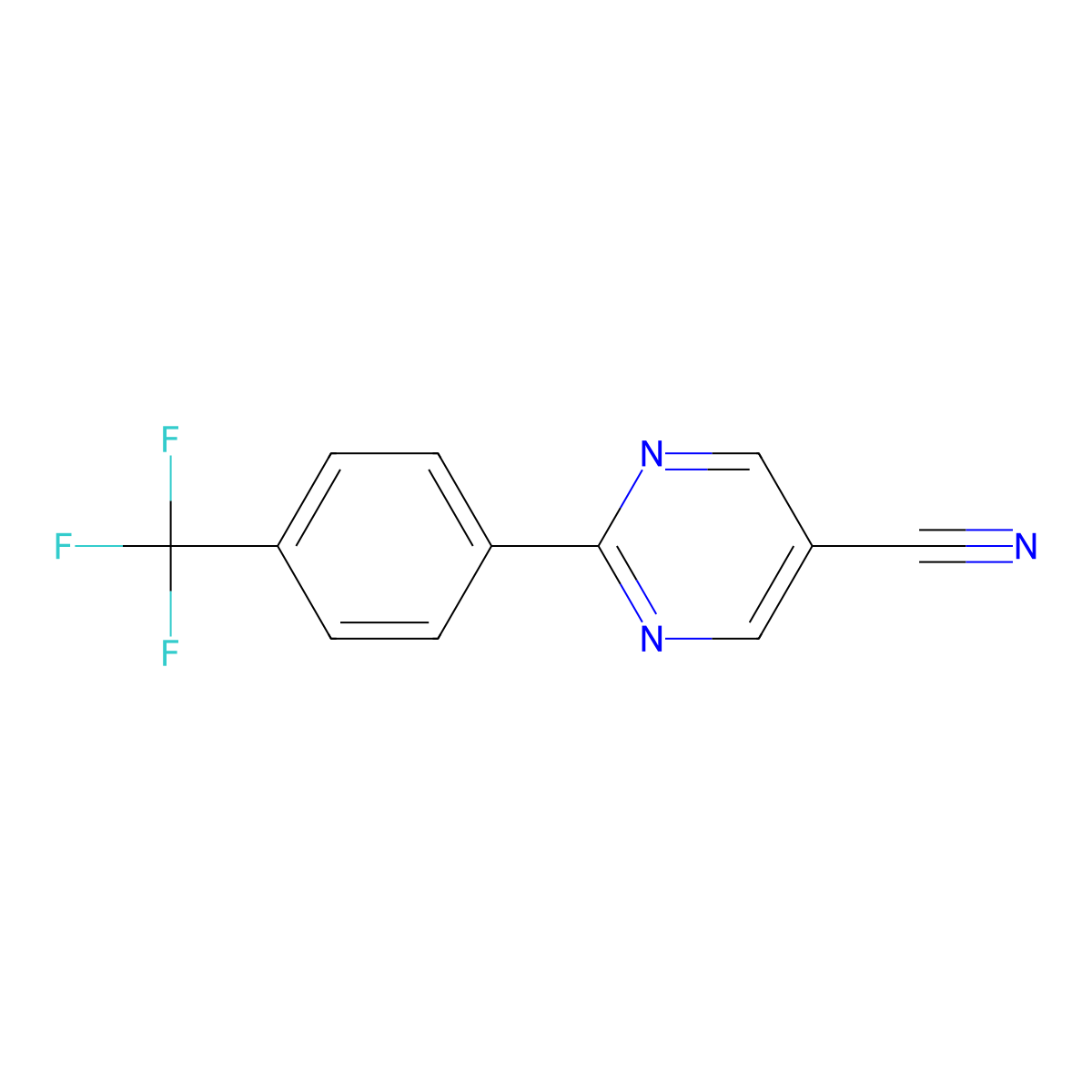 2-(4-(Trifluoromethyl)phenyl)pyrimidine-5-carbonitrile molecular structure, CAS 1261739-77-8