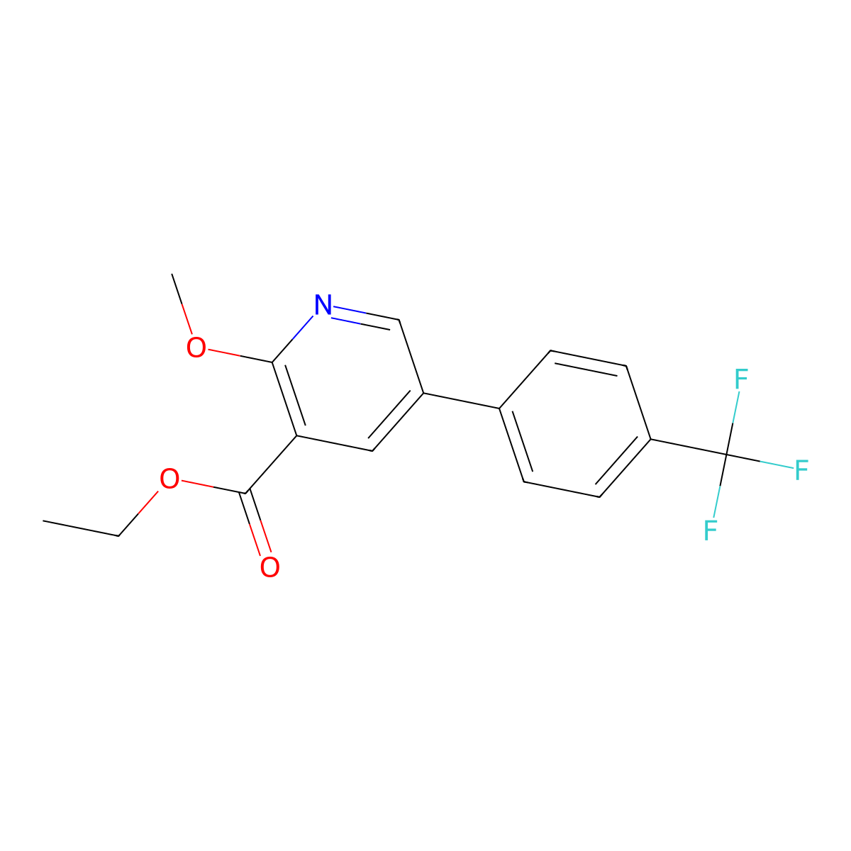 Ethyl 2-methoxy-5-[4-(trifluoromethyl)phenyl]-3-pyridinecarboxylate molecular structure, CAS 1261740-68-4