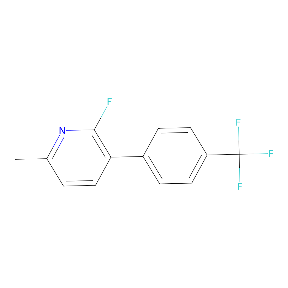 2-Fluoro-6-methyl-3-[4-(trifluoromethyl)phenyl]pyridine molecular structure, CAS 1261741-10-9