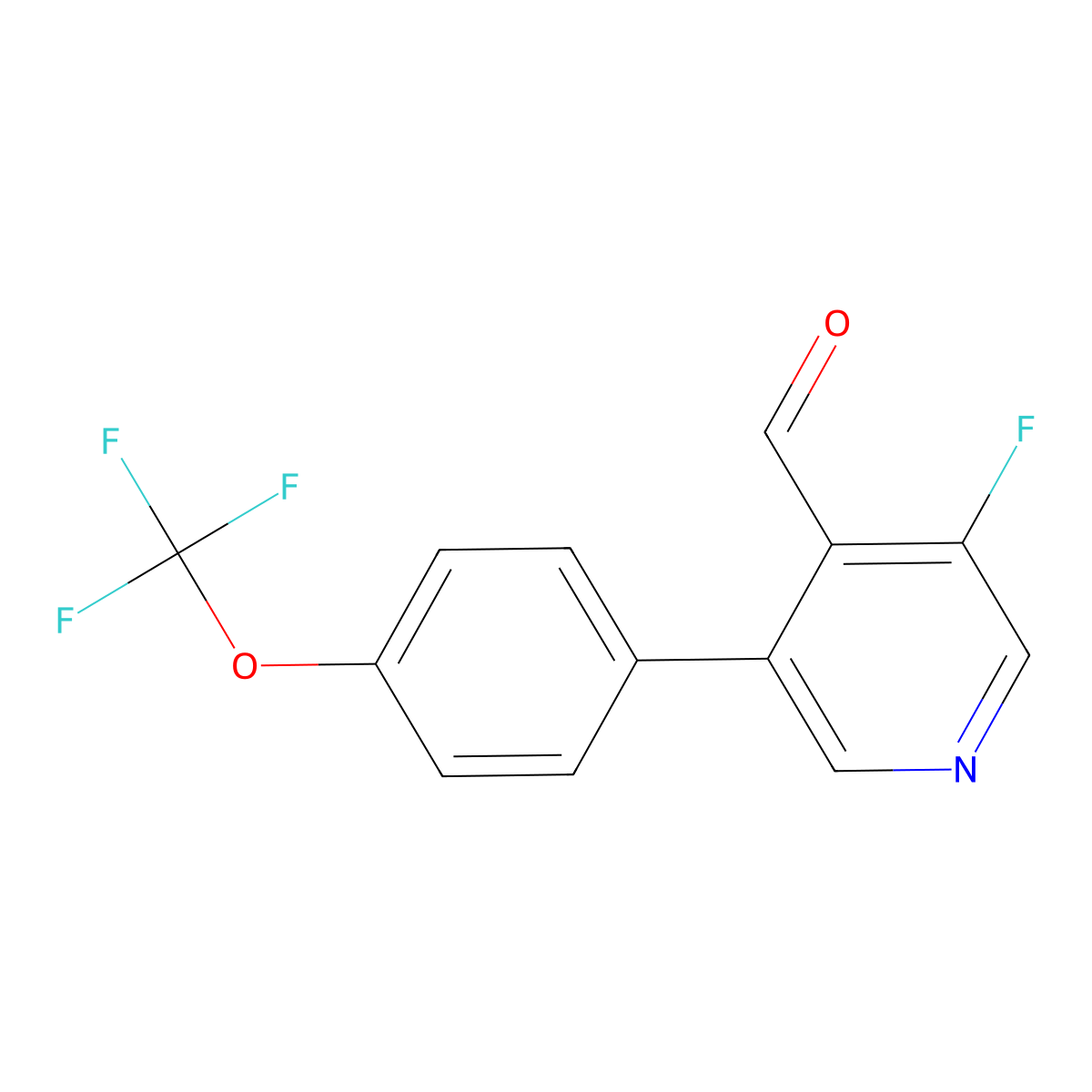 3-Fluoro-5-(4-(trifluoromethoxy)phenyl)isonicotinaldehyde molecular structure, CAS 1261741-74-5