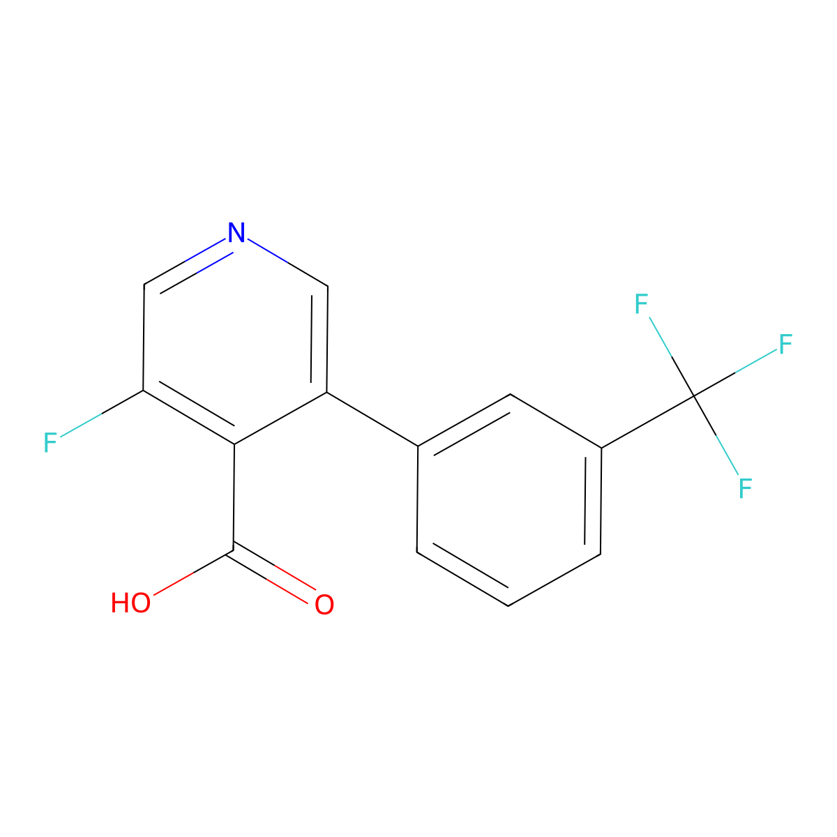 4-Pyridinecarboxylic acid, 3-fluoro-5-[3-(trifluoromethyl)phenyl]- molecular structure, CAS 1261741-86-9