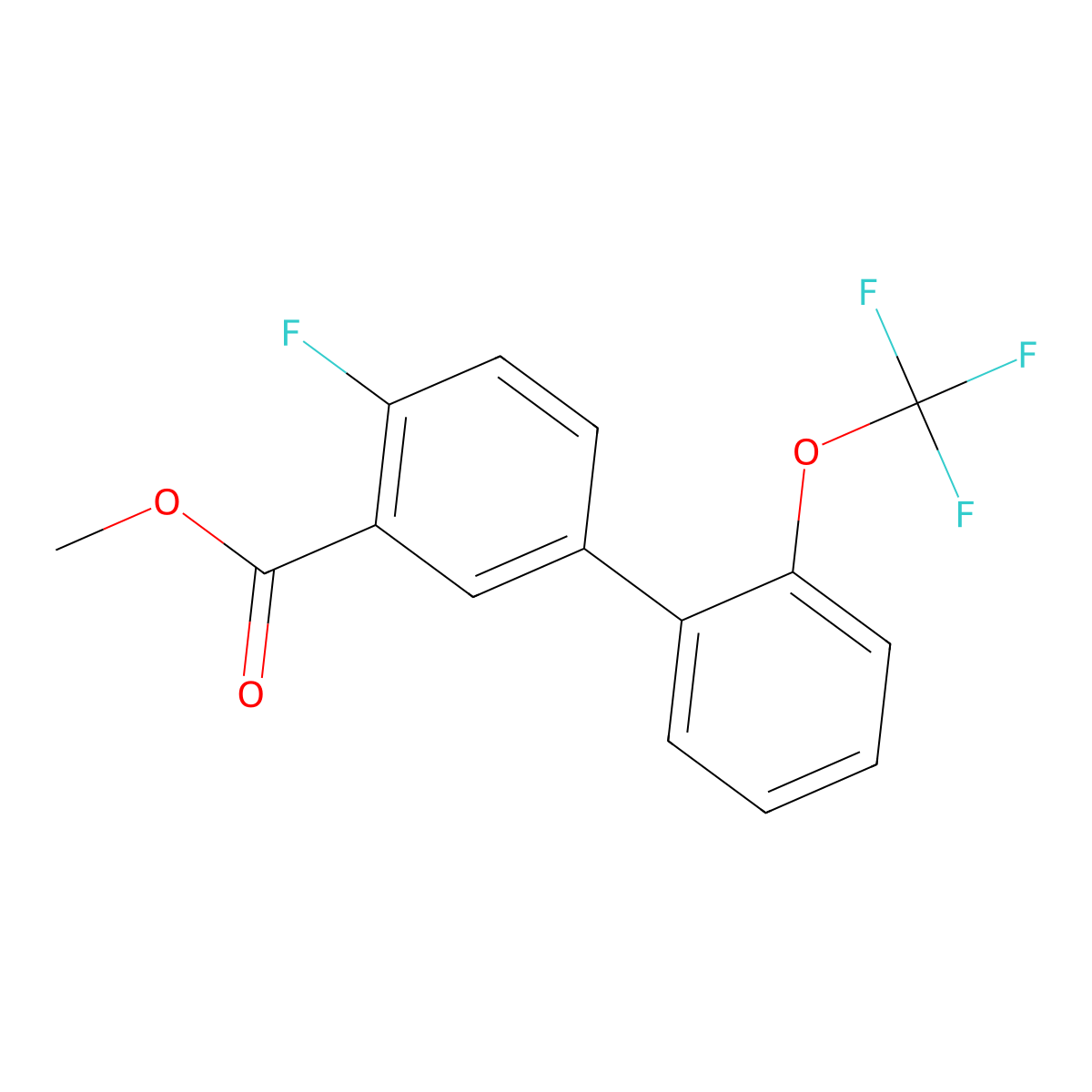 4-Fluoro-2'-(trifluoromethoxy)biphenyl-3-carboxylic acid methyl ester molecular structure, CAS 1261743-98-9