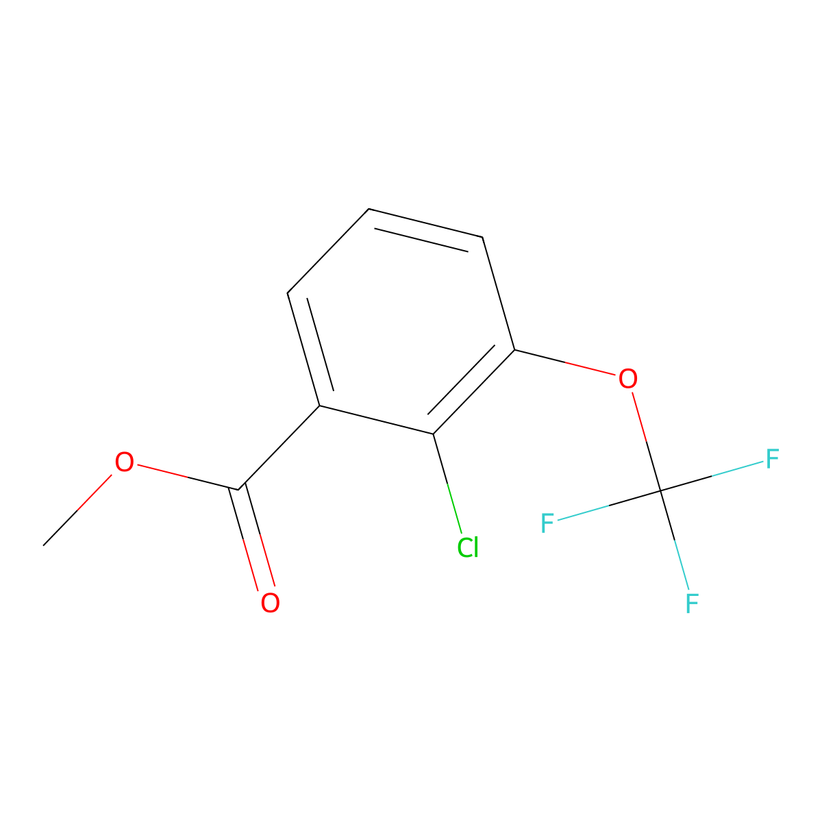 Methyl 2-chloro-3-(trifluoromethoxy)benzoate molecular structure, CAS 1261745-68-9