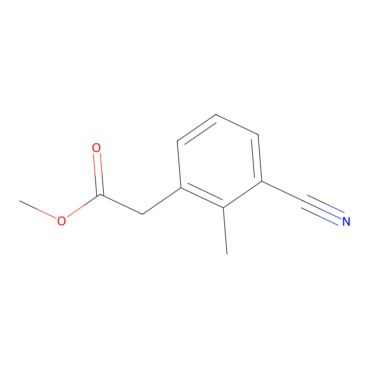 Methyl 2-(3-cyano-2-methylphenyl)acetate molecular structure, CAS 1261746-01-3