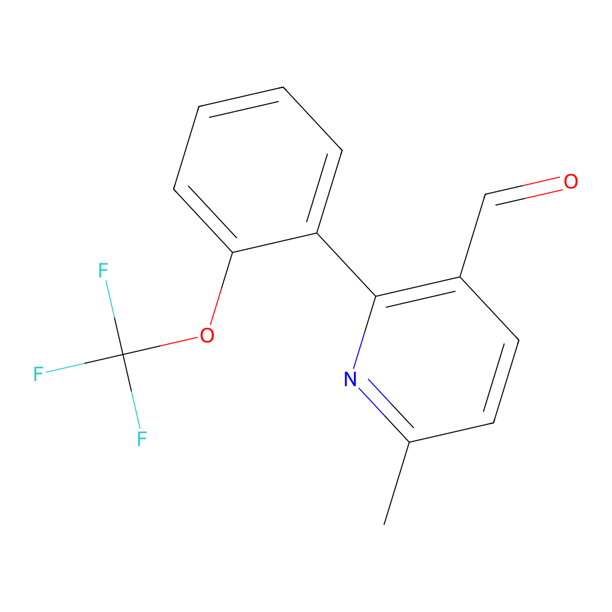 6-Methyl-2-(2-(trifluoromethoxy)phenyl)nicotinaldehyde molecular structure, CAS 1261749-31-8