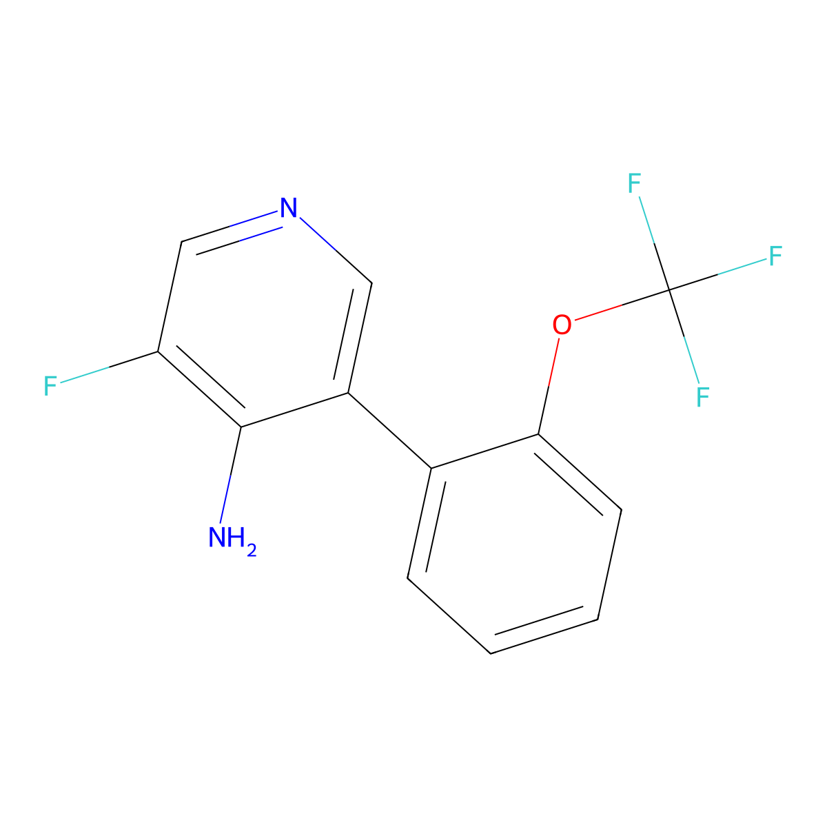3-Fluoro-5-(2-(trifluoromethoxy)phenyl)pyridin-4-amine molecular structure, CAS 1261750-09-7