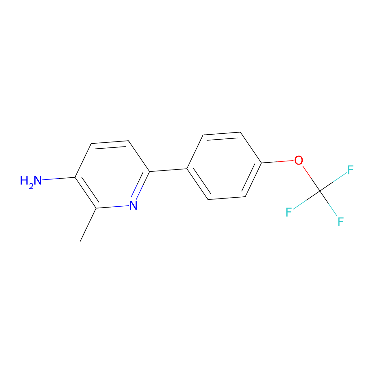 2-Methyl-6-(4-(trifluoromethoxy)phenyl)pyridin-3-amine molecular structure, CAS 1261750-30-4