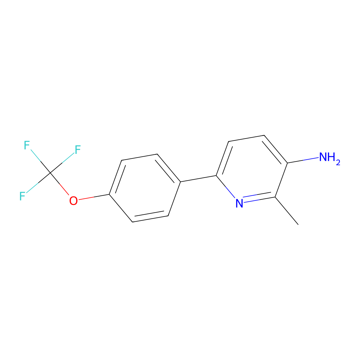 2-Methyl-6-(4-(trifluoromethoxy)phenyl)pyridin-3-amine molecular structure, CAS 1261750-30-4