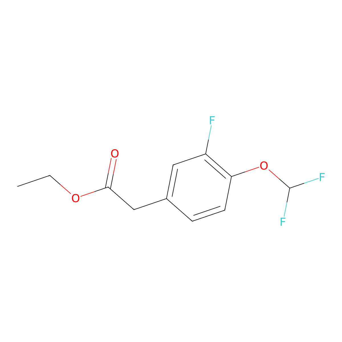 Ethyl 2-(4-(difluoromethoxy)-3-fluorophenyl)acetate molecular structure, CAS 1261751-37-4