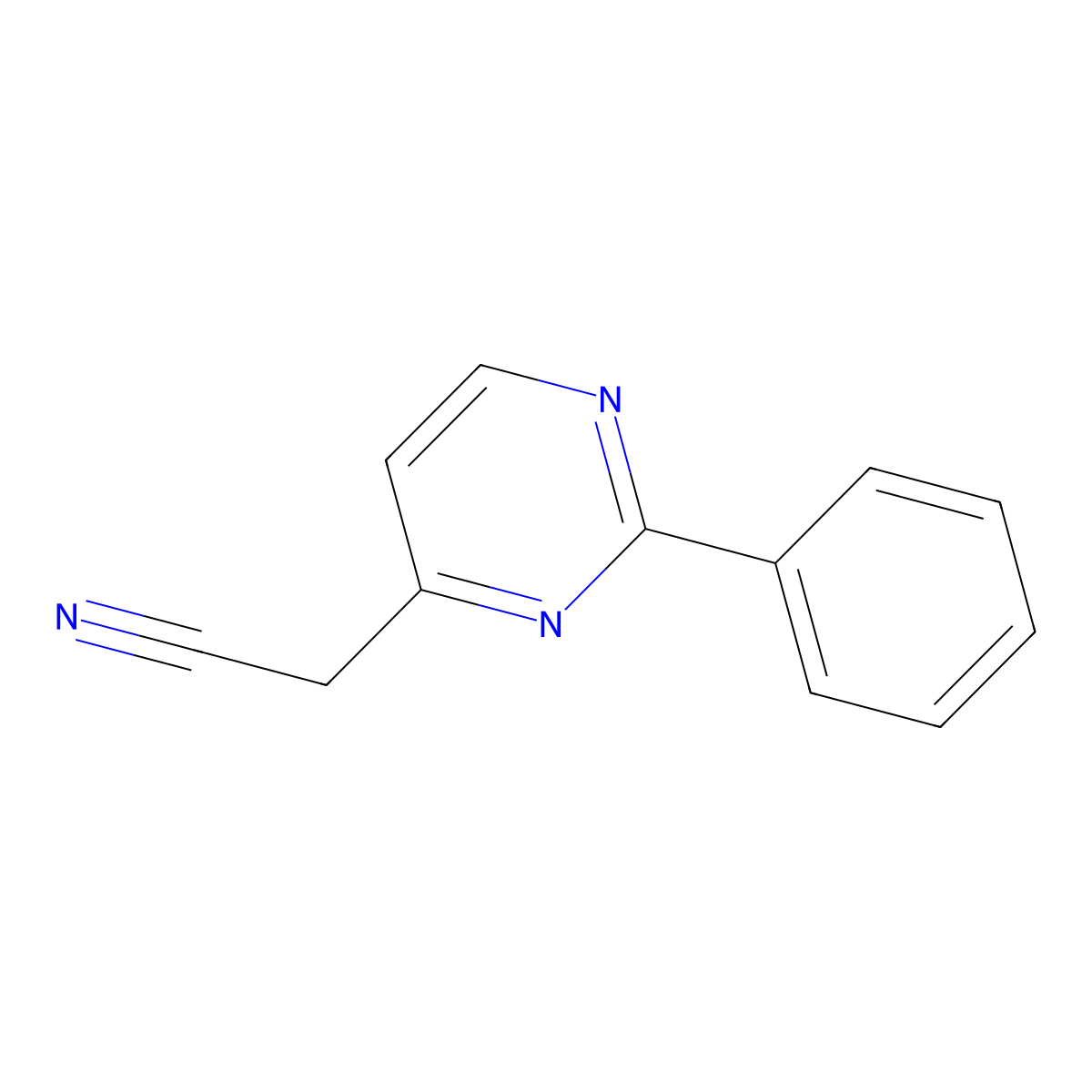 2-(2-Phenylpyrimidin-4-yl)acetonitrile molecular structure, CAS 1261753-51-8