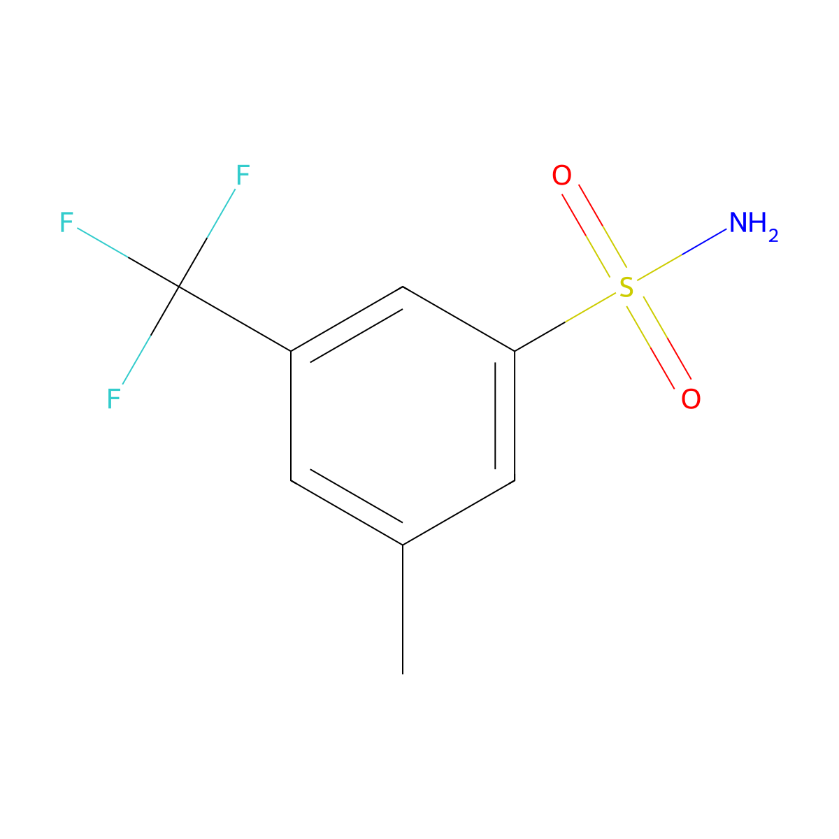 3-Methyl-5-(trifluoromethyl)benzene-1-sulfonamide molecular structure, CAS 1261753-75-6