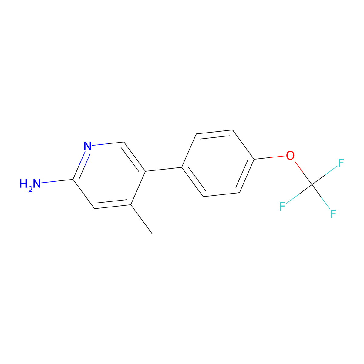 4-Methyl-5-(4-(trifluoromethoxy)phenyl)pyridin-2-amine molecular structure, CAS 1261755-56-9