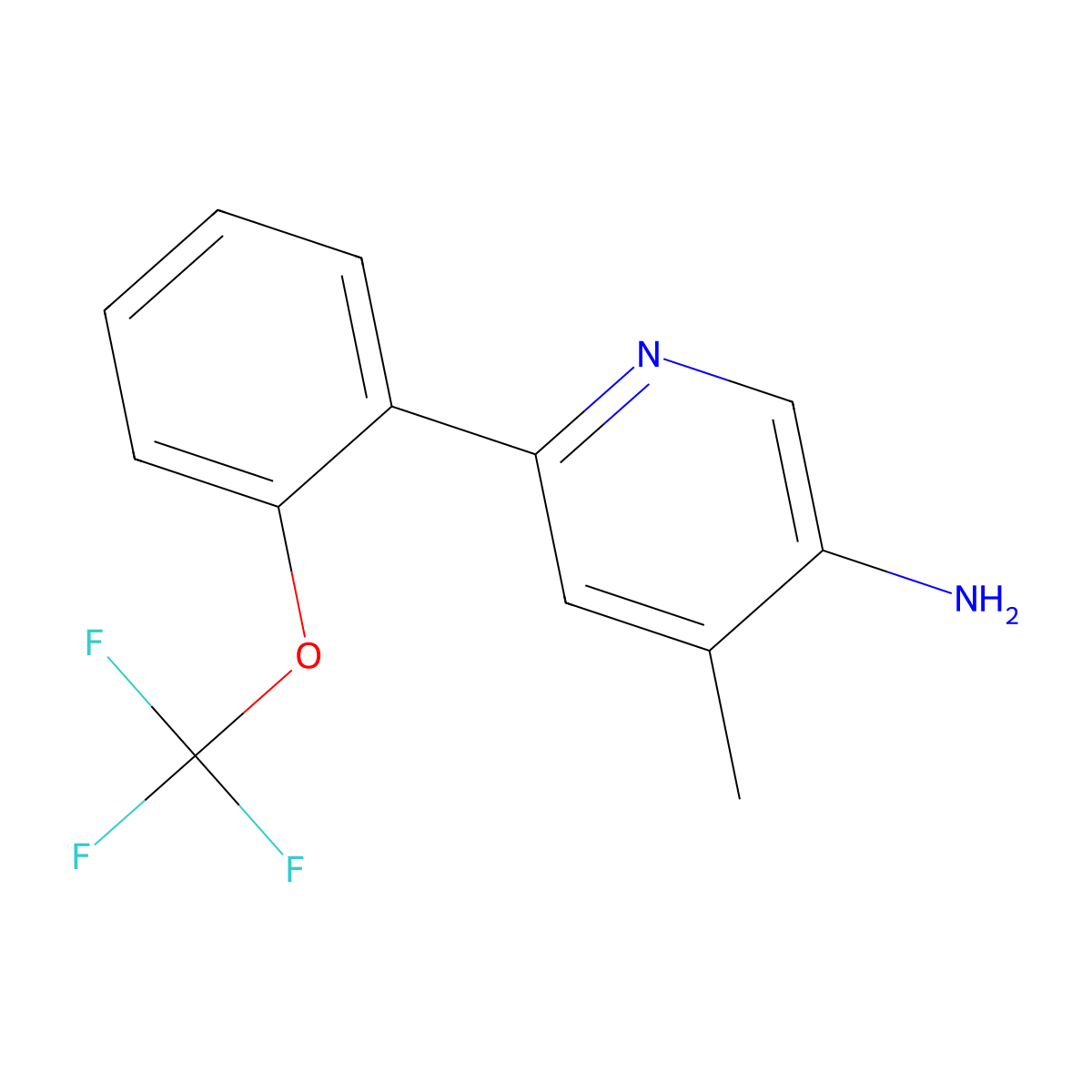 4-Methyl-6-(2-(trifluoromethoxy)phenyl)pyridin-3-amine molecular structure, CAS 1261755-69-4
