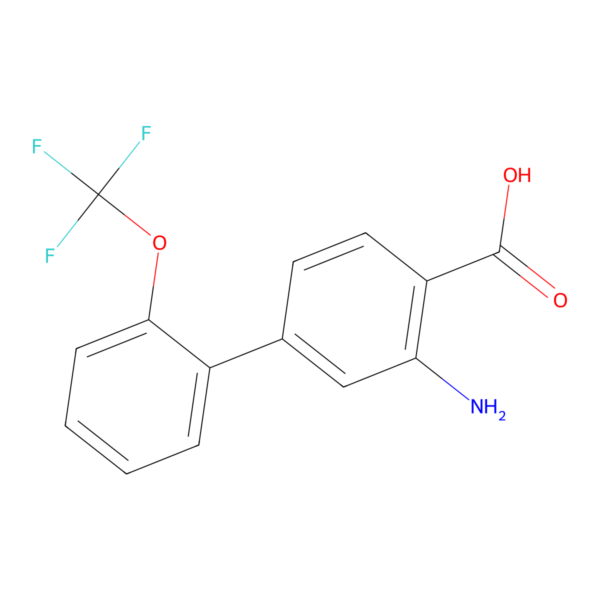3-Amino-2'-(trifluoromethoxy)-[1,1'-biphenyl]-4-carboxylic acid molecular structure, CAS 1261755-80-9