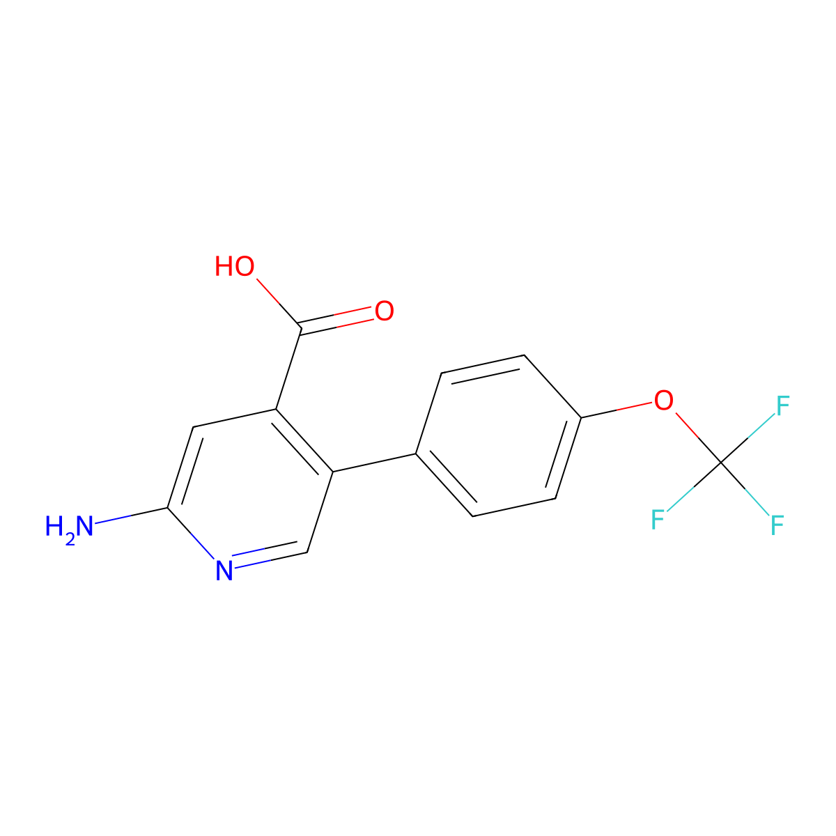 2-Amino-5-(4-(trifluoromethoxy)phenyl)isonicotinic acid molecular structure, CAS 1261755-93-4