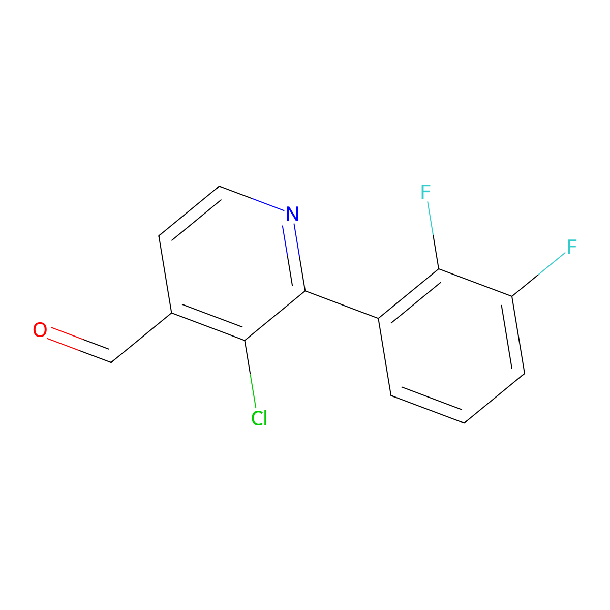 4-Pyridinecarboxaldehyde, 3-chloro-2-(2,3-difluorophenyl)- molecular structure, CAS 1261756-90-4