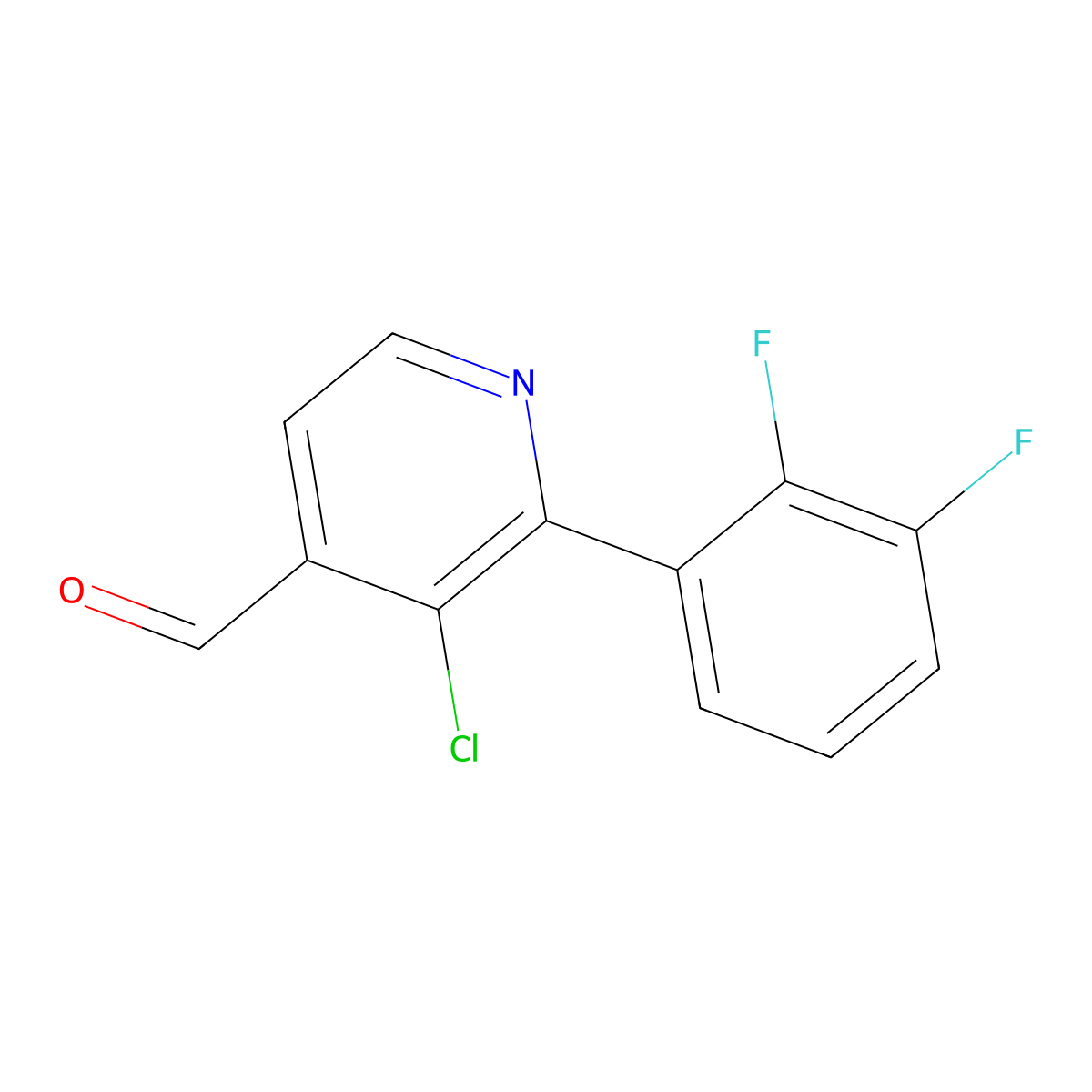 4-Pyridinecarboxaldehyde, 3-chloro-2-(2,3-difluorophenyl)- molecular structure, CAS 1261756-90-4