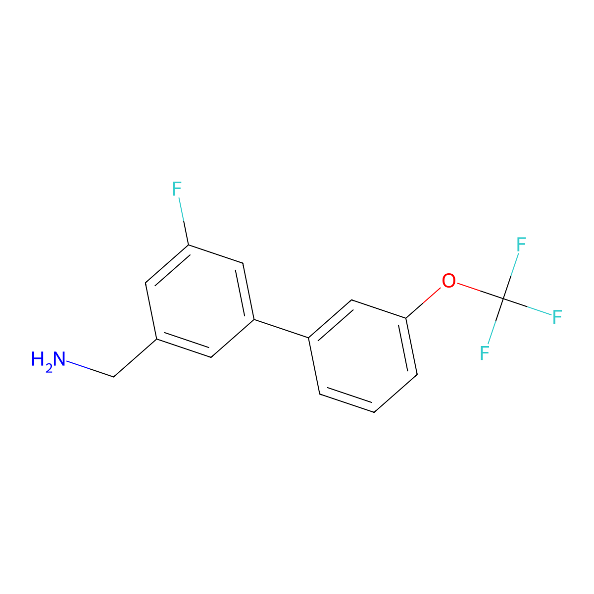 (5-Fluoro-3'-(trifluoromethoxy)-[1,1'-biphenyl]-3-yl)methanamine molecular structure, CAS 1261757-04-3