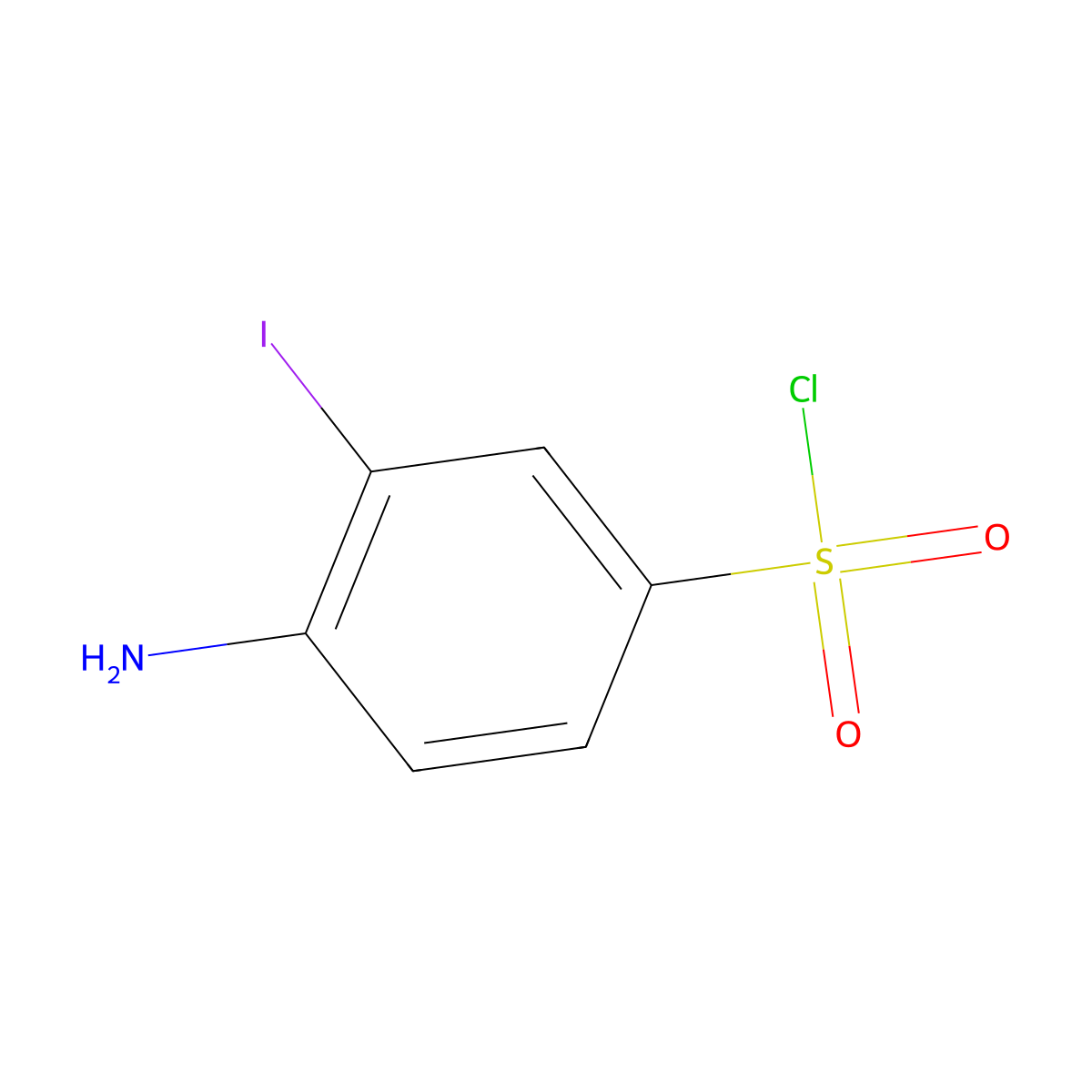 4-Amino-3-iodobenzene-1-sulfonyl chloride molecular structure, CAS 1261758-36-4