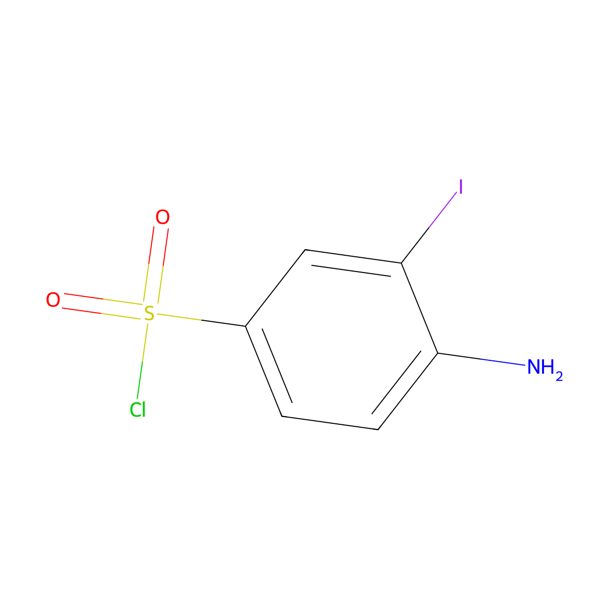 4-Amino-3-iodobenzene-1-sulfonyl chloride molecular structure, CAS 1261758-36-4