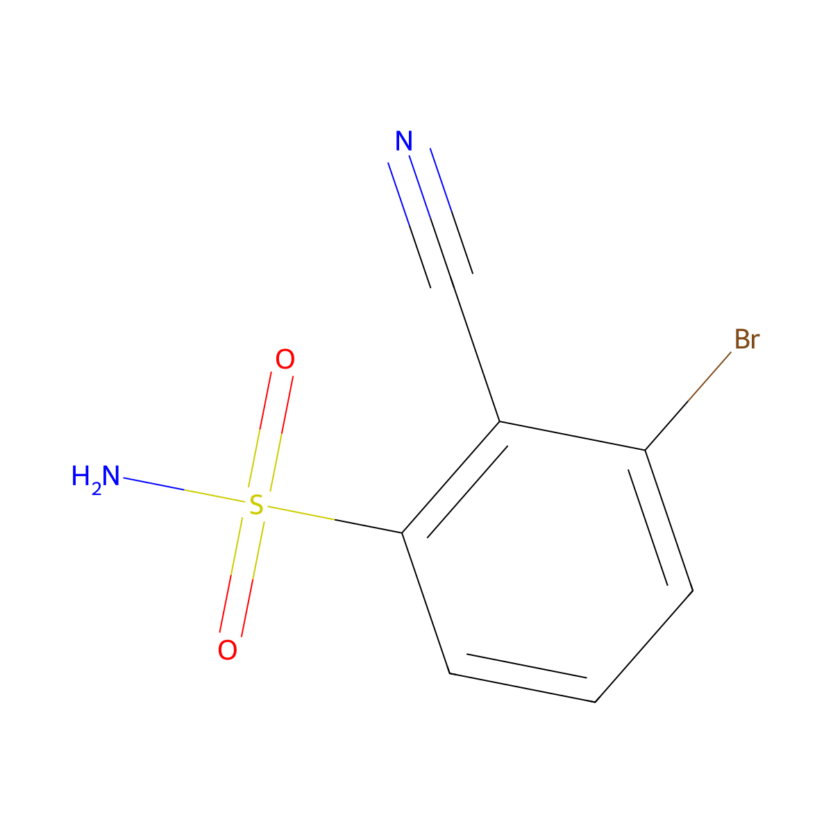 3-Bromo-2-cyanobenzene-1-sulfonamide molecular structure, CAS 1261759-74-3