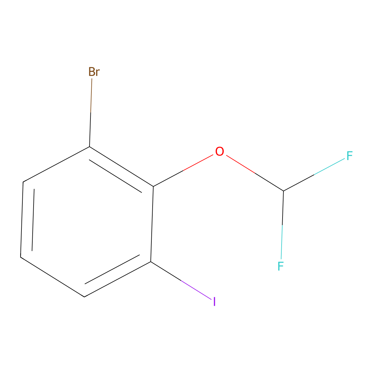 1-Bromo-2-(difluoromethoxy)-3-iodobenzene molecular structure, CAS 1261759-81-2