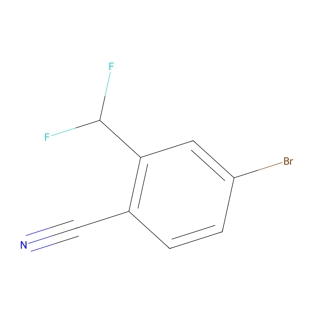 4-Bromo-2-(difluoromethyl)benzonitrile molecular structure, CAS 1261760-22-8