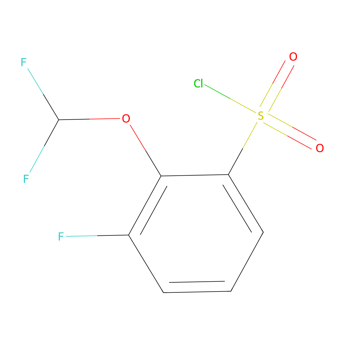 2-(Difluoromethoxy)-3-fluorobenzene-1-sulfonyl chloride molecular structure, CAS 1261760-49-9