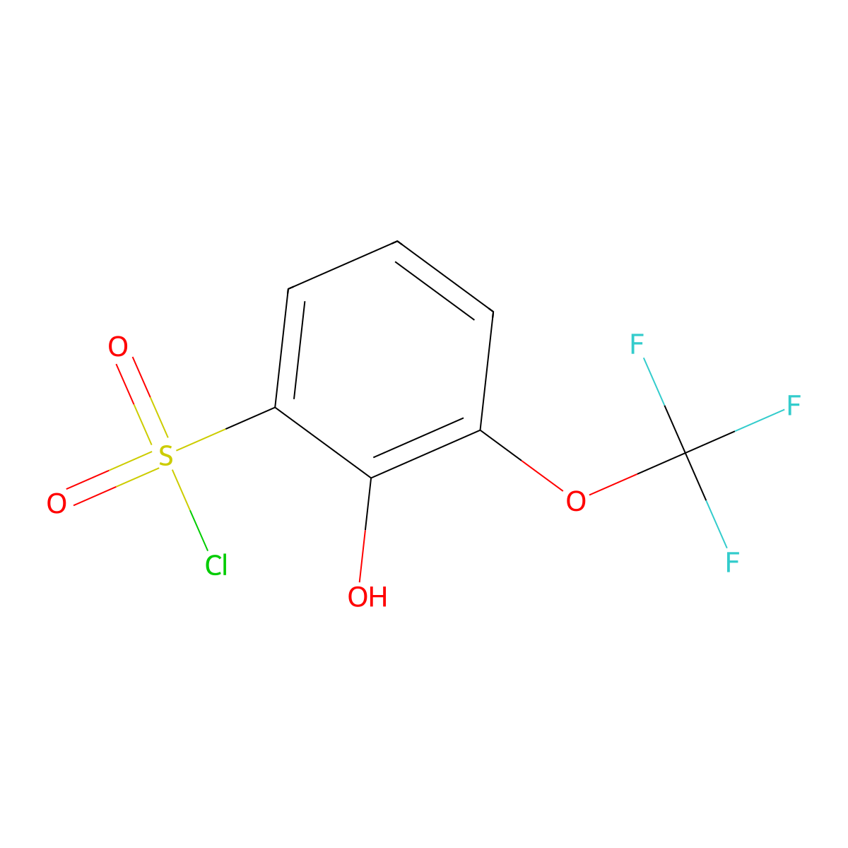 2-Hydroxy-3-(trifluoromethoxy)benzene-1-sulfonyl chloride molecular structure, CAS 1261760-84-2