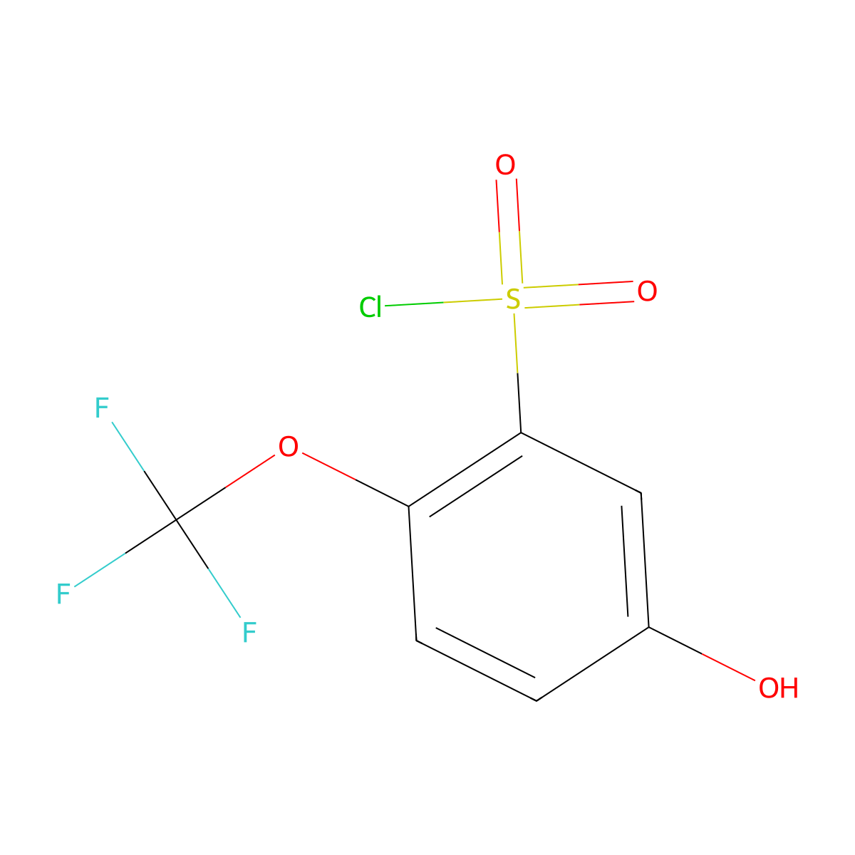 5-Hydroxy-2-(trifluoromethoxy)benzene-1-sulfonyl chloride molecular structure, CAS 1261760-87-5