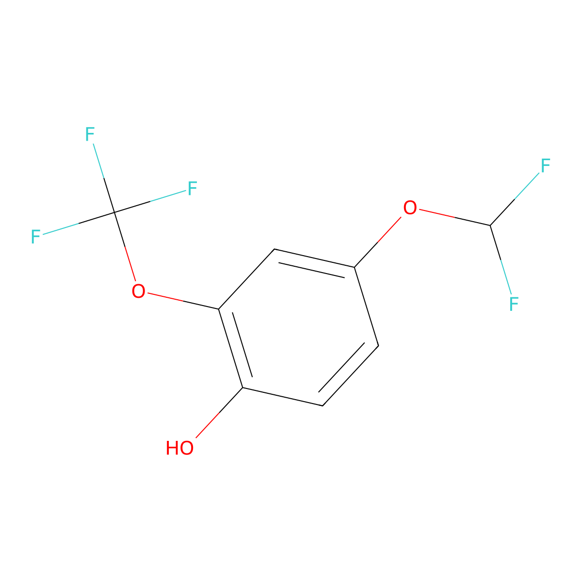 4-(Difluoromethoxy)-2-(trifluoromethoxy)phenol molecular structure, CAS 1261760-95-5