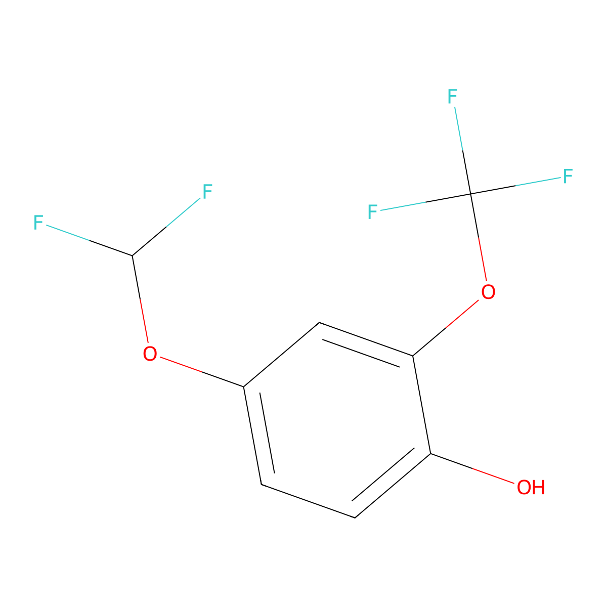 4-(Difluoromethoxy)-2-(trifluoromethoxy)phenol molecular structure, CAS 1261760-95-5