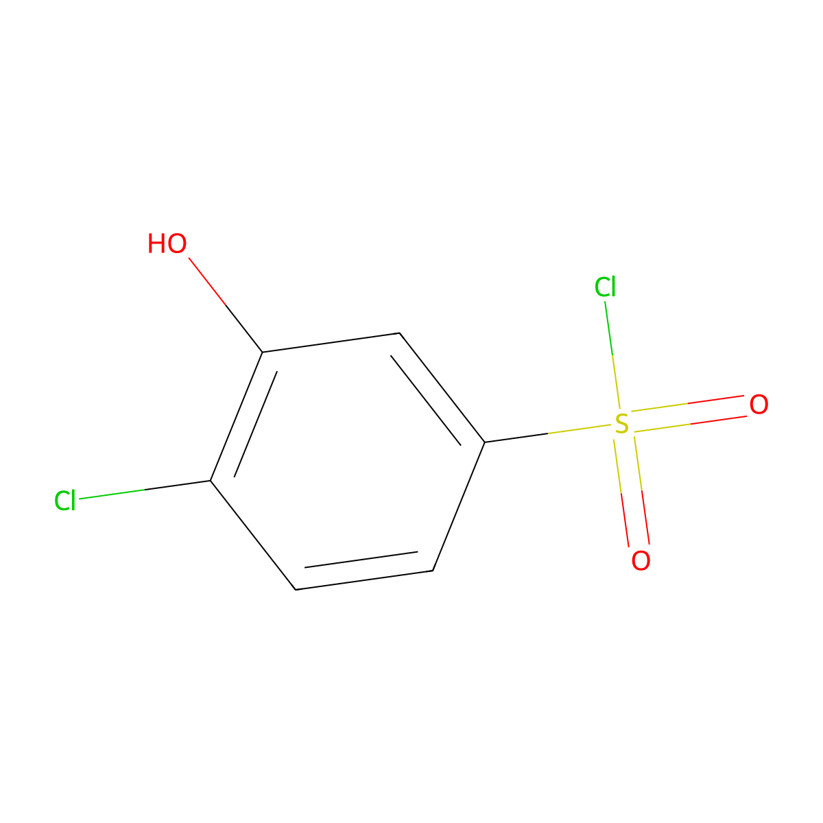 4-Chloro-3-hydroxybenzene-1-sulfonyl chloride molecular structure, CAS 1261761-11-8