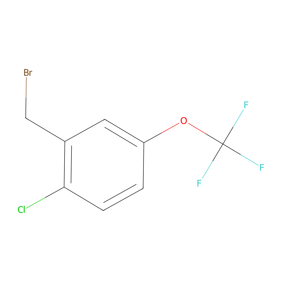 2-(Bromomethyl)-1-chloro-4-(trifluoromethoxy)benzene molecular structure, CAS 1261762-32-6