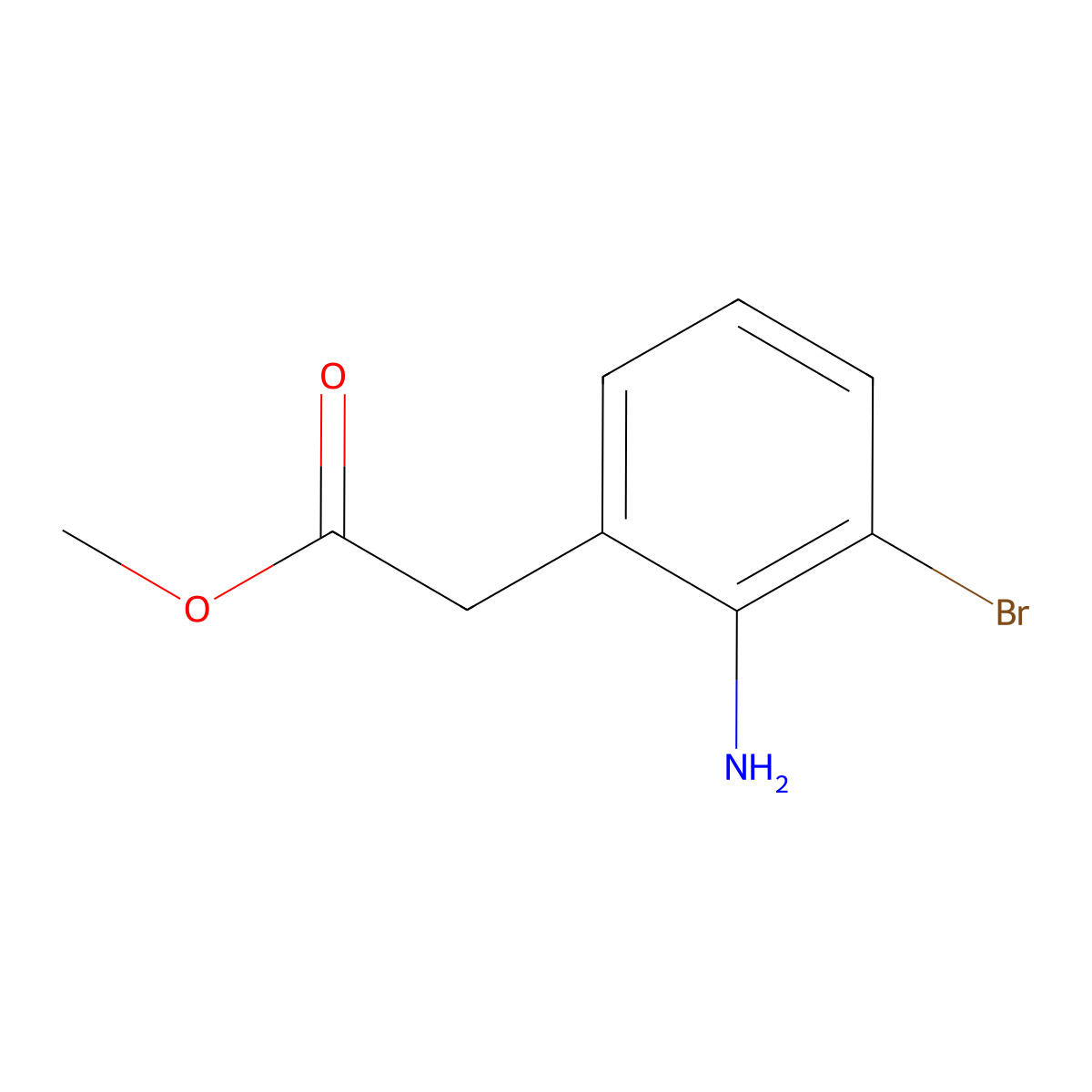 Methyl 2-(2-amino-3-bromophenyl)acetate molecular structure, CAS 1261762-84-8