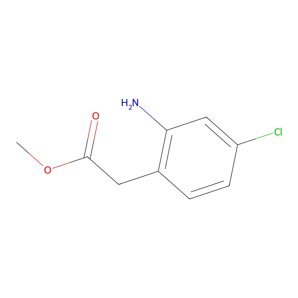 Methyl 2-(2-amino-4-chlorophenyl)acetate molecular structure, CAS 1261762-92-8