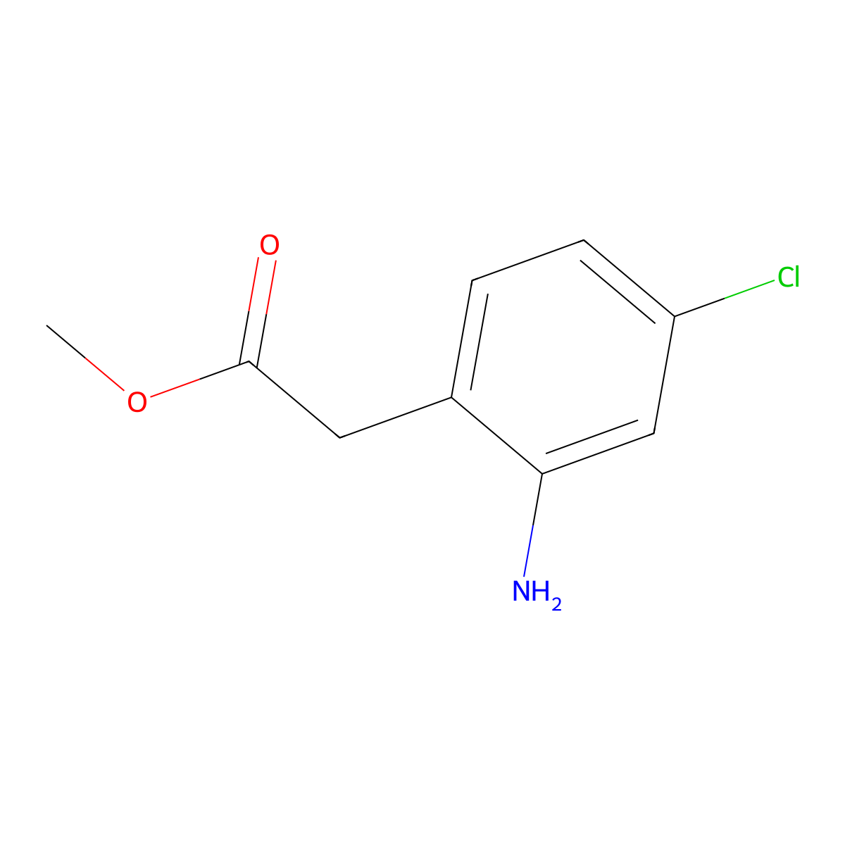 Methyl 2-(2-amino-4-chlorophenyl)acetate molecular structure, CAS 1261762-92-8