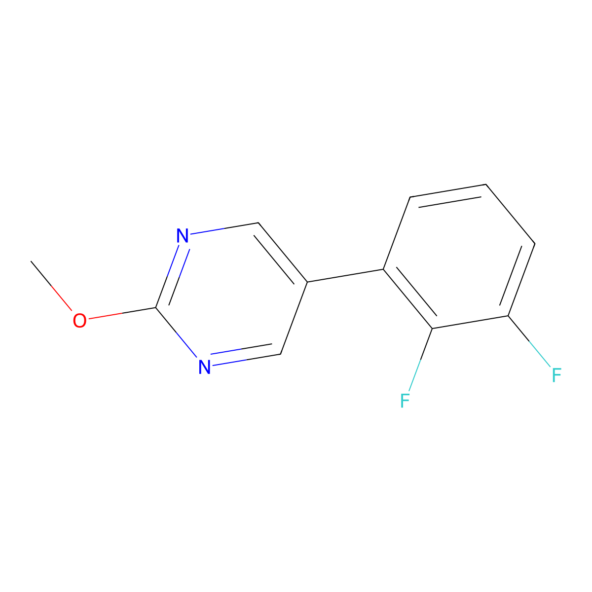Pyrimidine, 5-(2,3-difluorophenyl)-2-methoxy- molecular structure, CAS 1261763-20-5