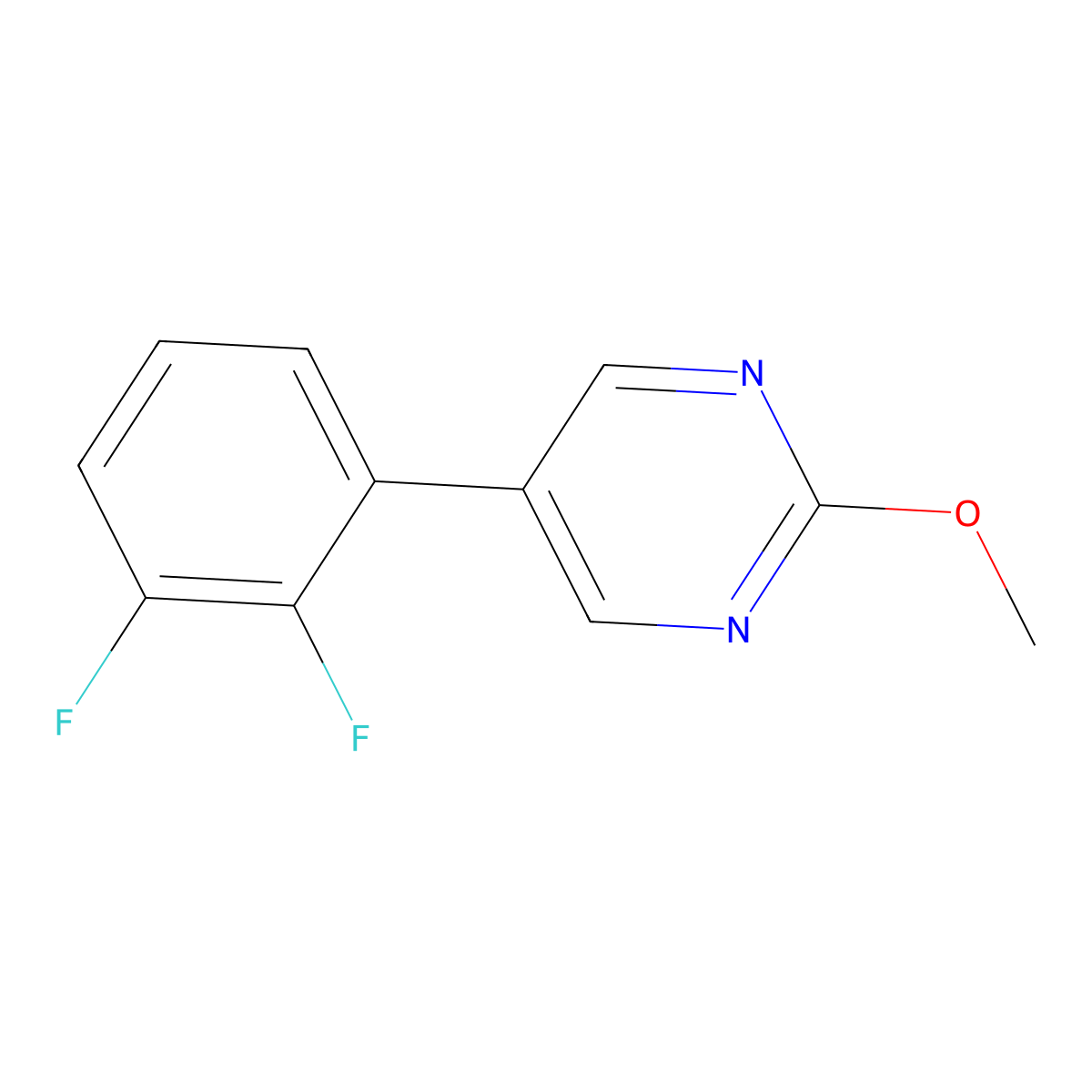 Pyrimidine, 5-(2,3-difluorophenyl)-2-methoxy- molecular structure, CAS 1261763-20-5