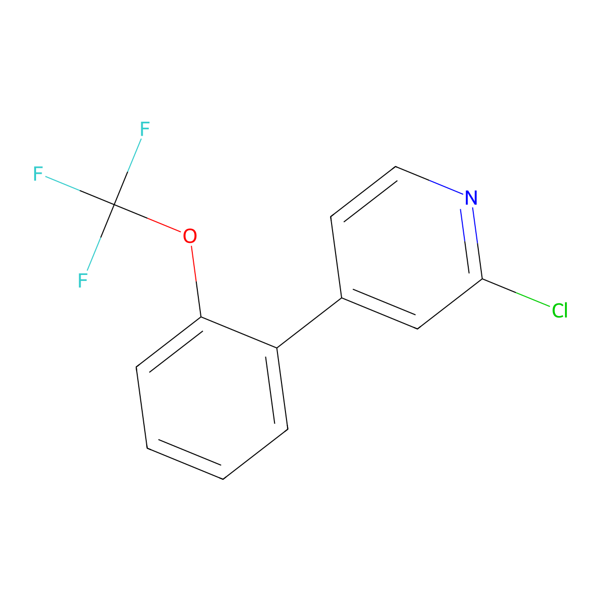2-Chloro-4-(2-(trifluoromethoxy)phenyl)pyridine molecular structure, CAS 1261763-30-7
