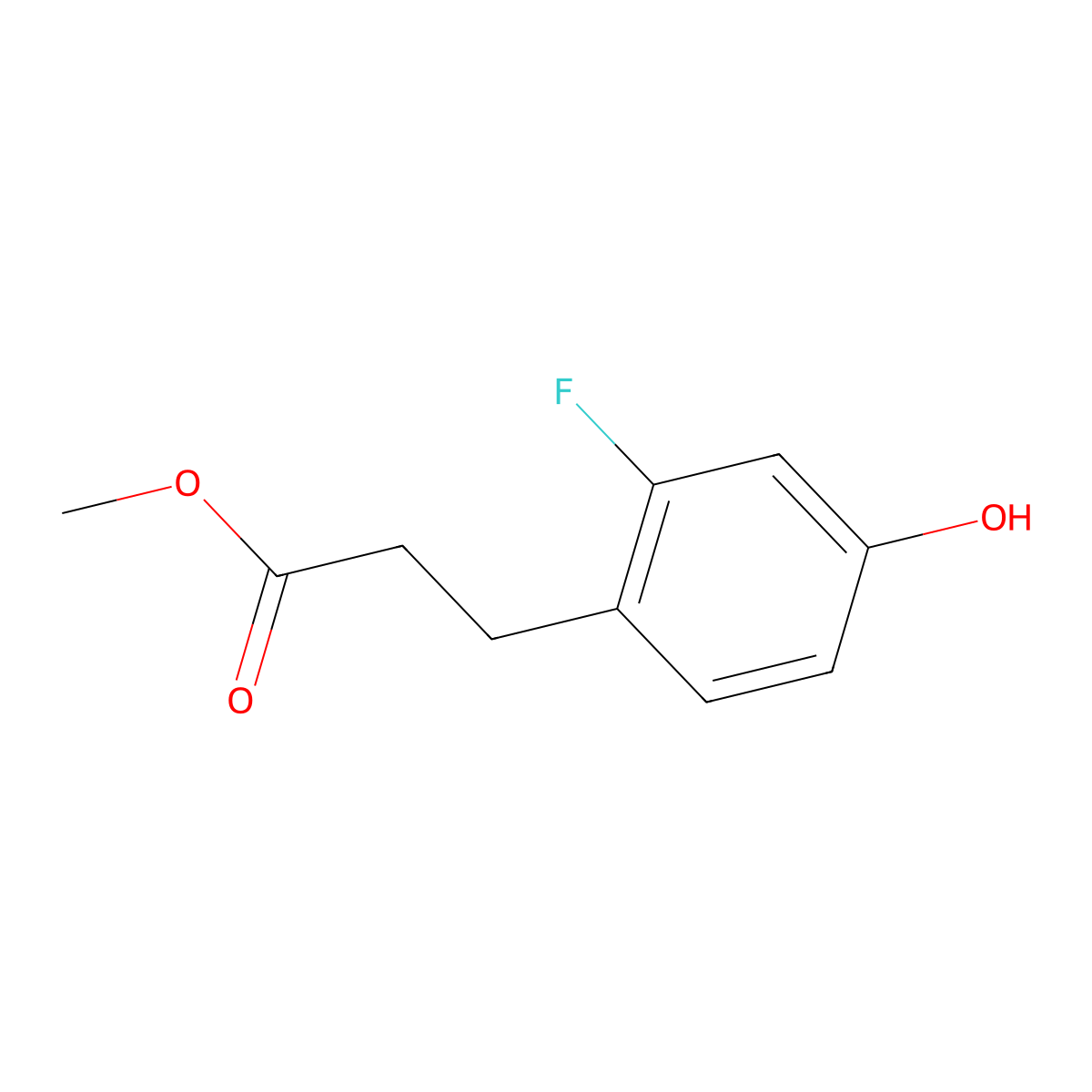 3-(2-Fluoro-4-hydroxy-phenyl)-propionic acid methyl ester molecular structure, CAS 1261763-92-1
