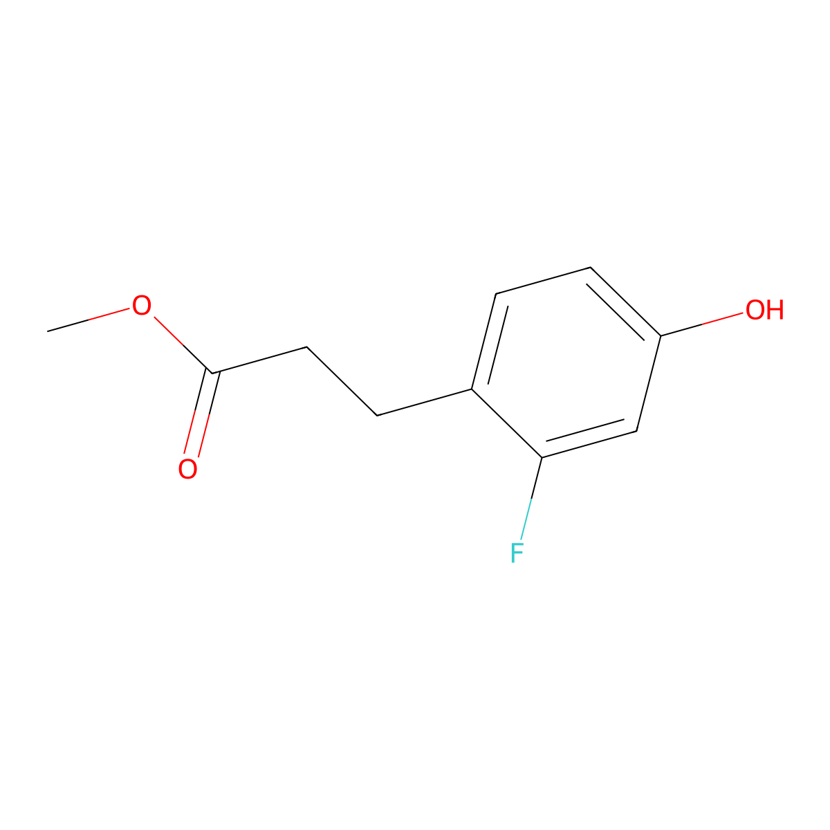 3-(2-Fluoro-4-hydroxy-phenyl)-propionic acid methyl ester molecular structure, CAS 1261763-92-1