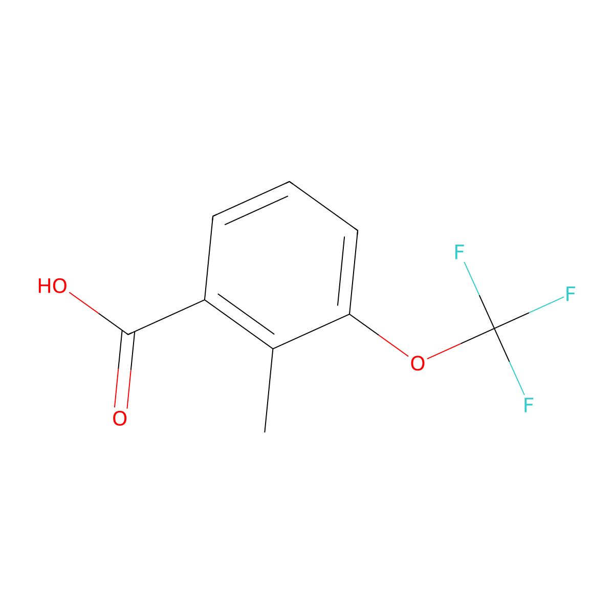 2-Methyl-3-(trifluoromethoxy)benzoic acid molecular structure, CAS 1261764-39-9
