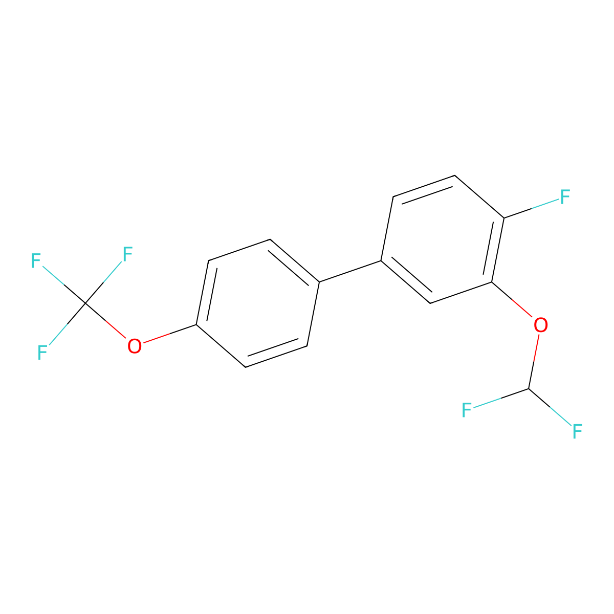 2-(Difluoromethoxy)-1-fluoro-4-[4-(trifluoromethoxy)phenyl]benzene molecular structure, CAS 1261764-50-4