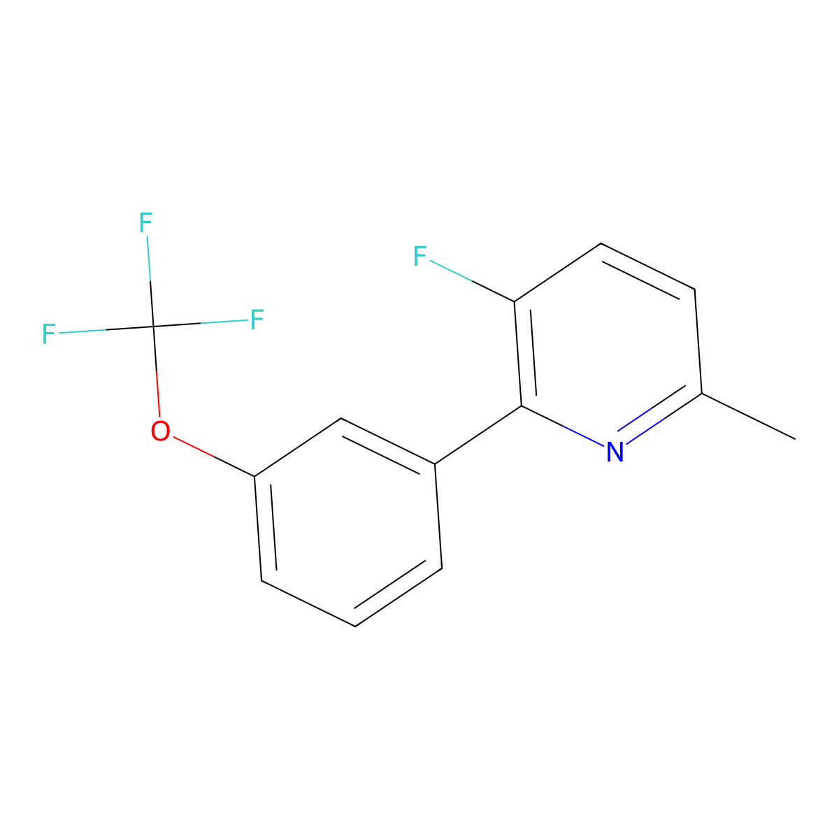 3-Fluoro-6-methyl-2-[3-(trifluoromethoxy)phenyl]pyridine molecular structure, CAS 1261764-78-6