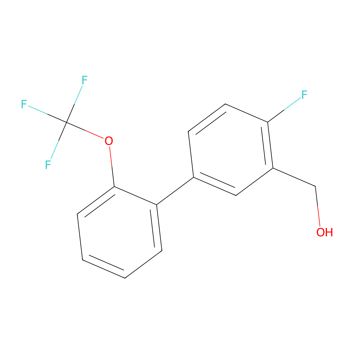 (4-Fluoro-2'-(trifluoromethoxy)-[1,1'-biphenyl]-3-yl)methanol molecular structure, CAS 1261765-19-8