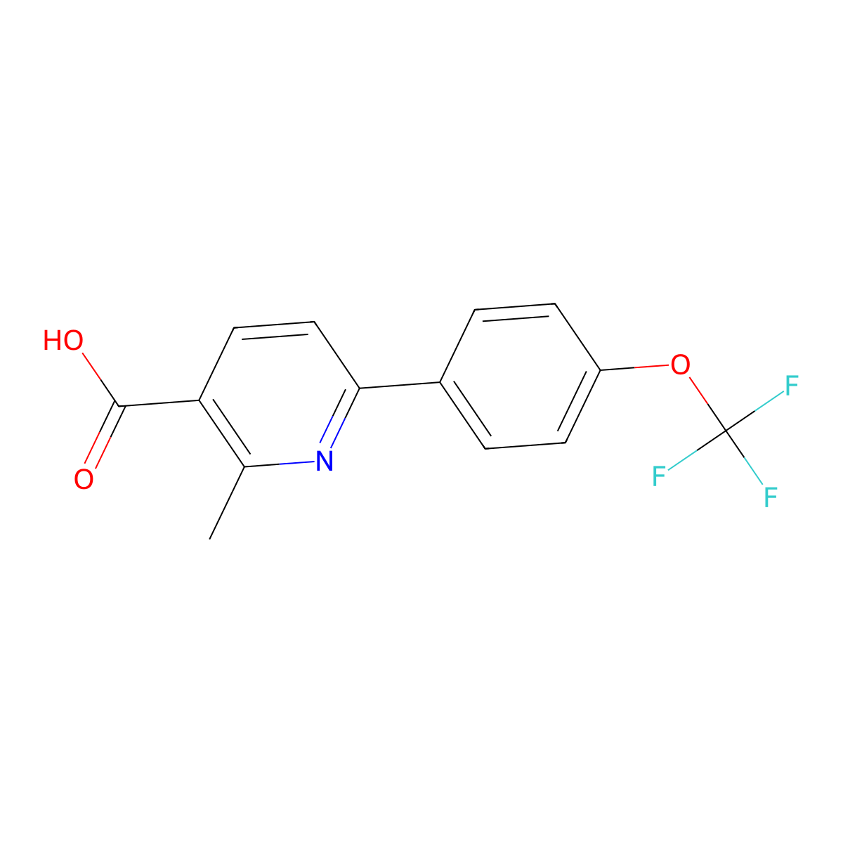 2-Methyl-6-[4-(trifluoromethoxy)phenyl]-3-pyridinecarboxylic acid molecular structure, CAS 1261767-81-0