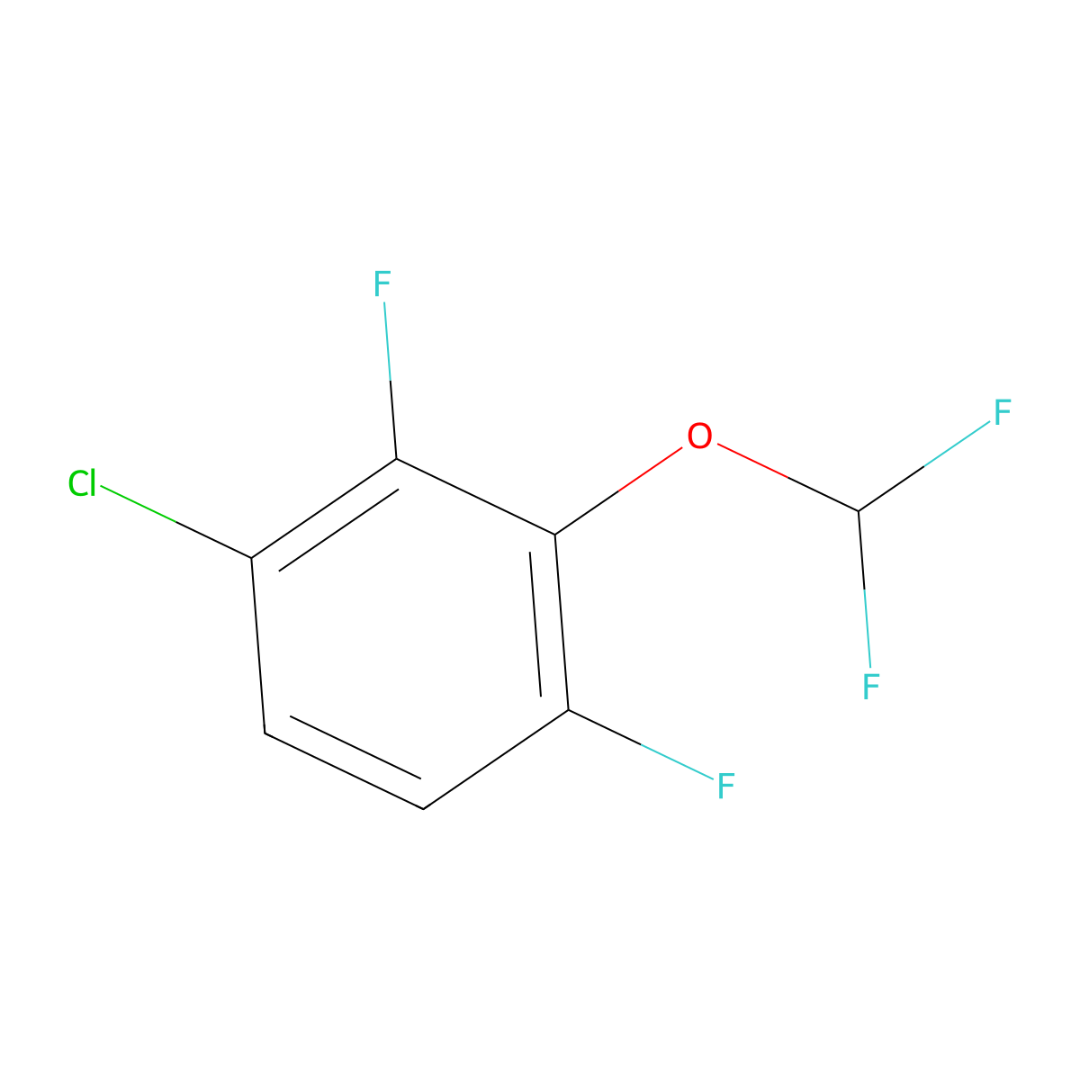 1-Chloro-3-(difluoromethoxy)-2,4-difluorobenzene molecular structure, CAS 1261769-13-4
