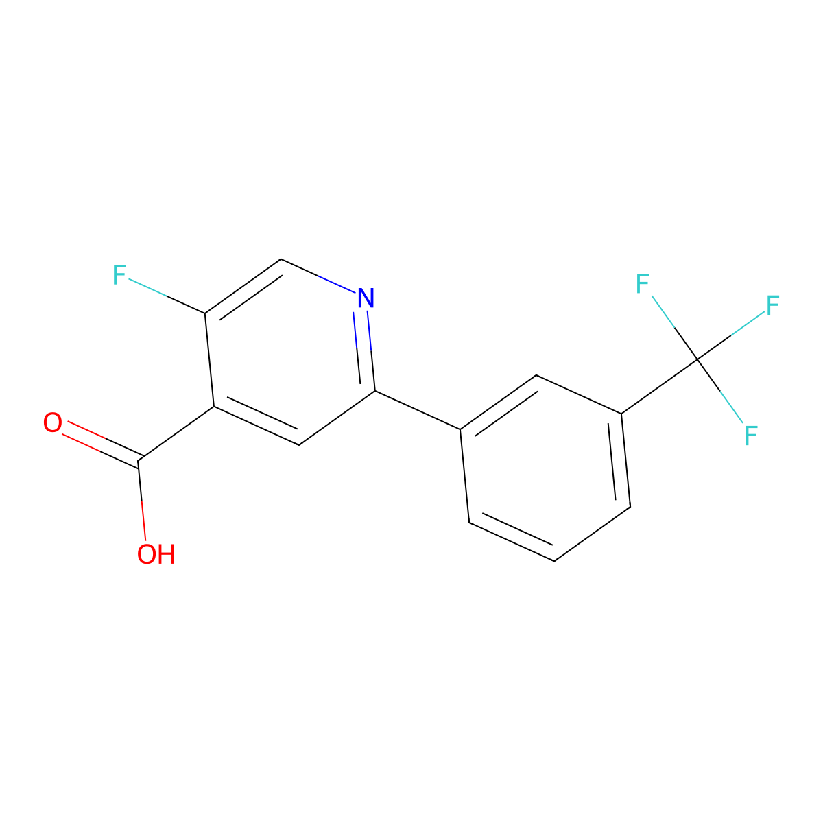 5-Fluoro-2-(3-(trifluoromethyl)phenyl)isonicotinic acid molecular structure, CAS 1261771-00-9