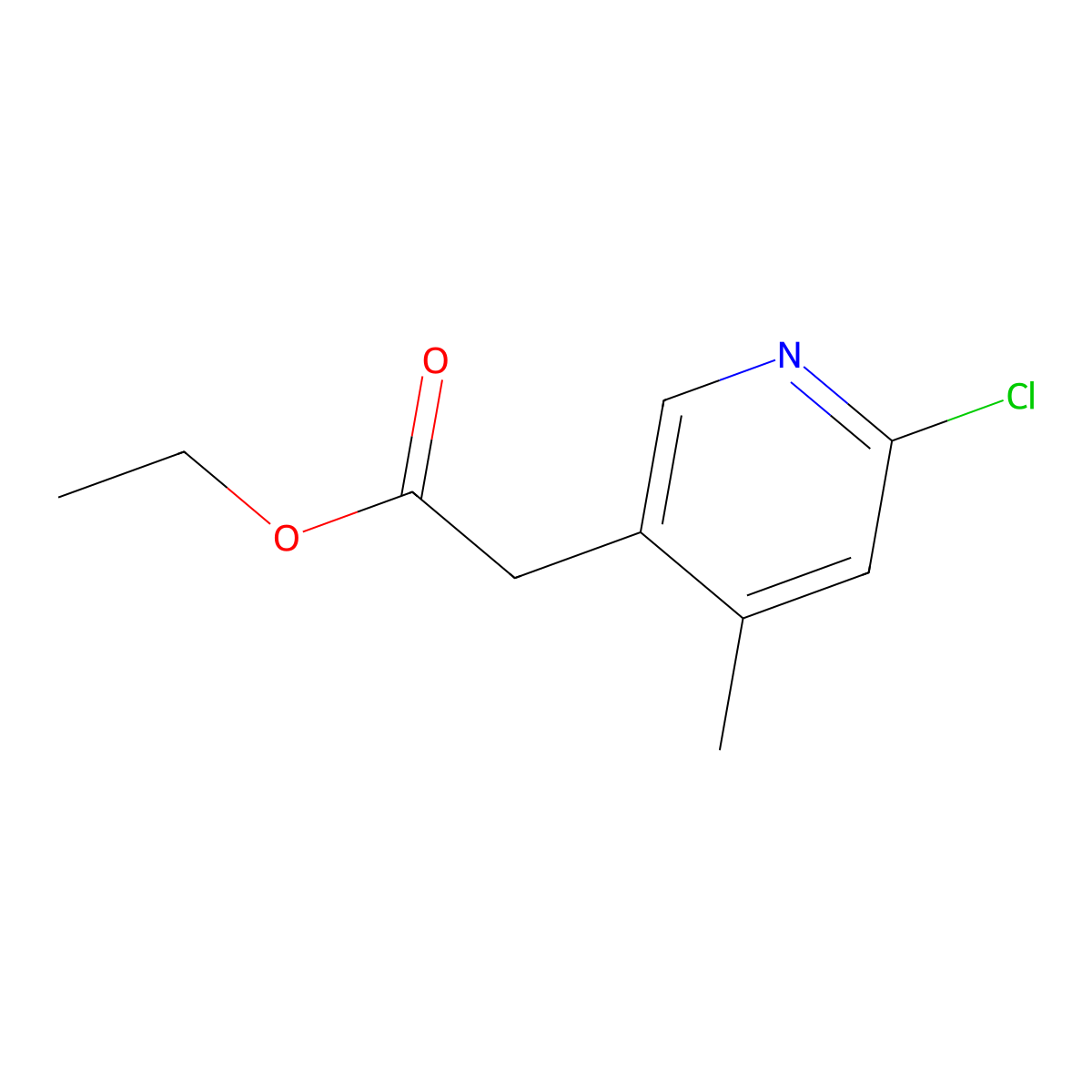 Ethyl 2-(6-chloro-4-methylpyridin-3-YL)acetate molecular structure, CAS 1261771-82-7